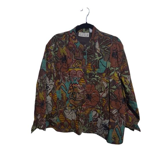 Vintage Life Style Womens 3X Quilted Floral Patchwork Artsy Boho Cardigan Jacket - Picture 6 of 14